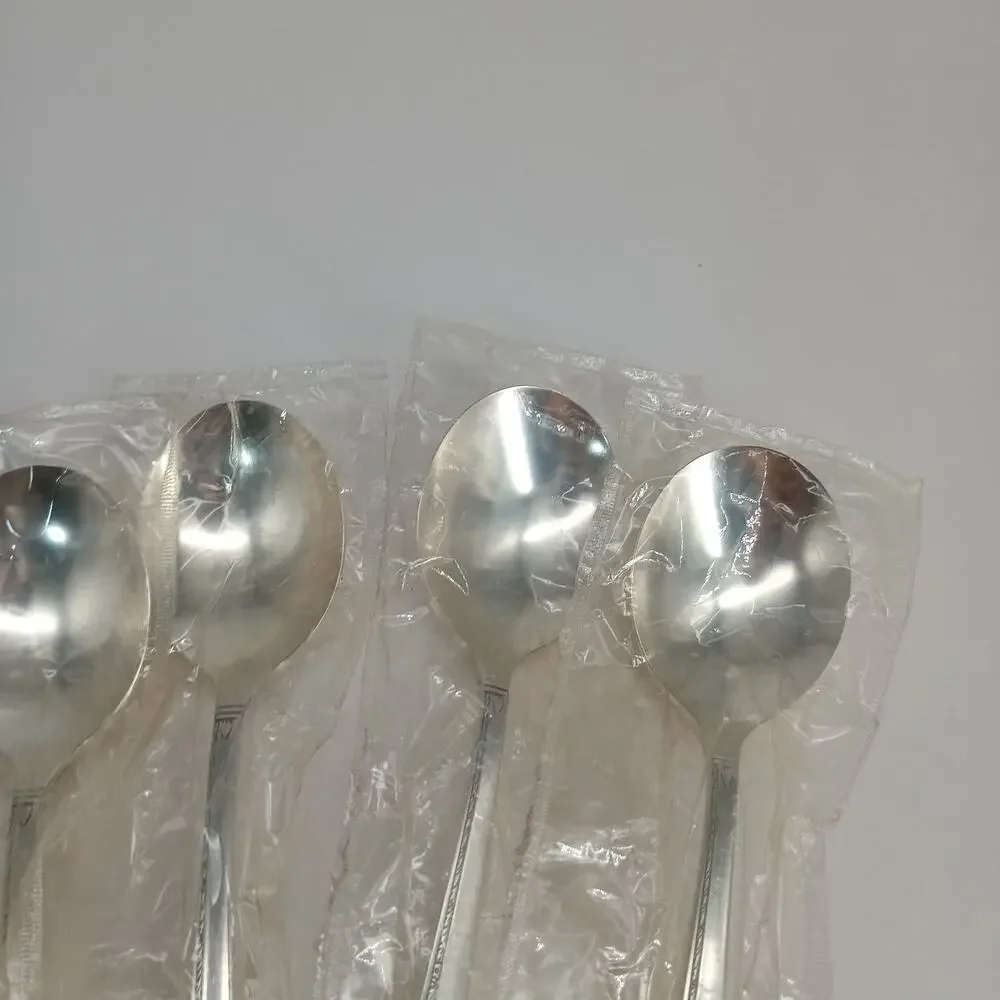 6X SS Oneida Prestige GRENOBLE Silverplate Soup Spoons 1 Used Rest New